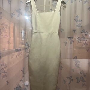 Herve Leger Elegant White Sleeveless Dress with Sexy Back Exposure & Bow